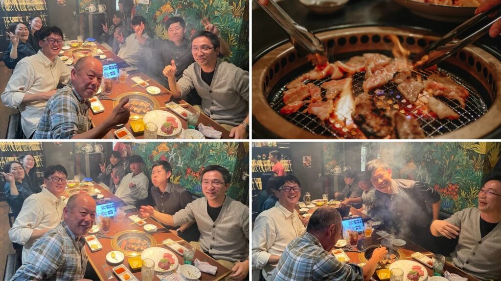 2025周年祭 焼肉と煙と戦うテーブルの様子